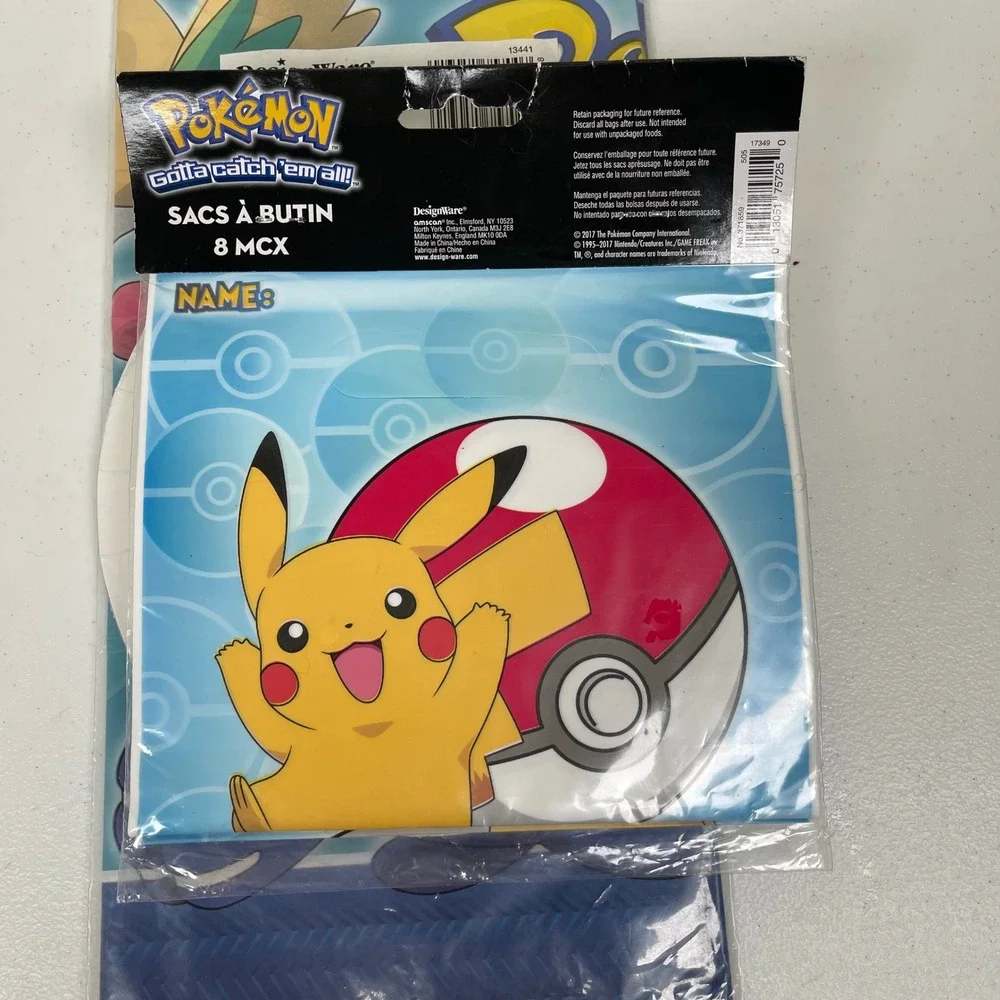 Pokemon Core Party Supplies Plates Loot Bags Tablecover‎ Pikachu Rowlet 2017